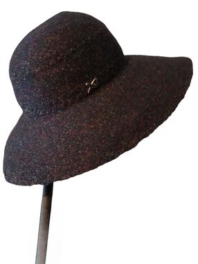 Vintage Rainbow Confetti Knit Sun Brimmed Hat Betmar New York Navy Blue Black